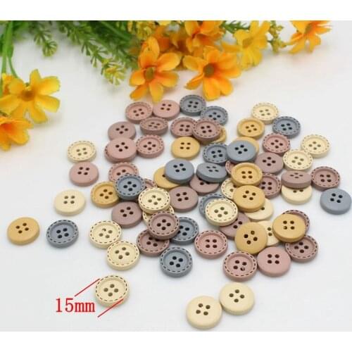 50pcs 15mm Round Dotted Line Wooden Buttons Handwork Sewing Scrapbooking Clothing Crafts Accessories Gift Card DIY Handmade
