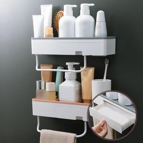 Multifunction Bathroom Shelf Punch-free Storage Rack Home Kitchen Wall-mounted Organizer Bathroom Products