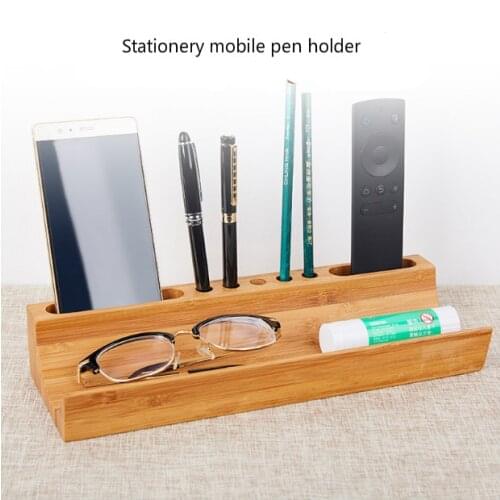 Multi-function creative Bamboo Made Desk Stationery Organizer Pen Pencil Holder Storage Box Case Durable Container