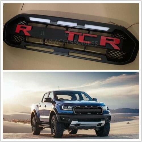 PICKUP MODIFIED GRILL MATTE BLACK MODIFIED GRILLS FRONT BUMPER MESH TRIMS COVER MASK FIT FORD RANGER RAPTOR T8 XLT 2018+GRILLE