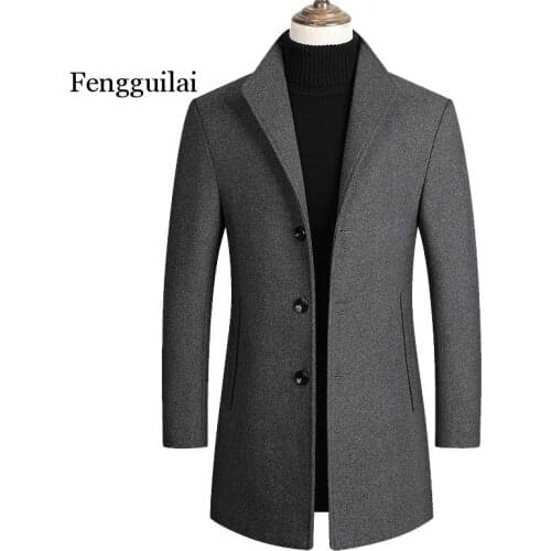 Coat Men Wool Blends Coats Autumn Winter New Solid Color High Quality Mens Wool Jacket