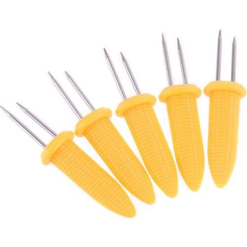 Corn on the Cob Holders Set for Skewers BBQ Twin Prong Sweetcorn Holder Fork Kitchen Tool -10 pcs