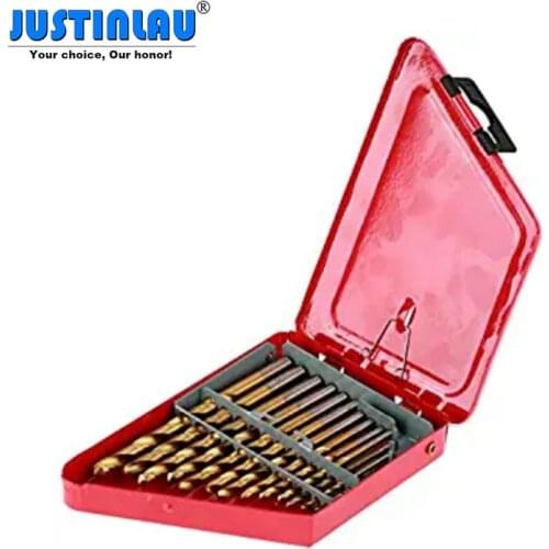 JUSTINLAU twist drill set titanium plated high speed steel twist drill wood thin iron aluminum alloy drill bit 13 19 25PC