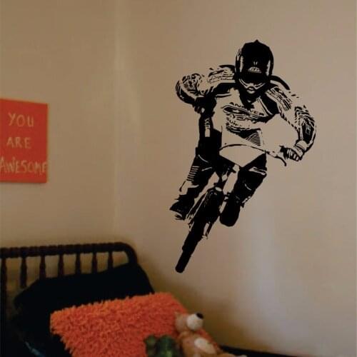 BMX Biker Decal Vinyl Wall Art Stickers For Kids Rooms Boys Girls Living Room Home Decal Decor Sports bicycle Wall Poster A426