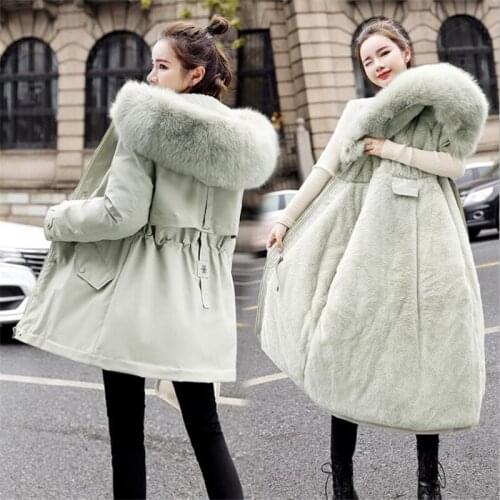 Medium Long Cotton Liner Parka Coat Fashion Adjustable Waist Winter Jacket Women Casual Warm Hooded Parka 2021 New