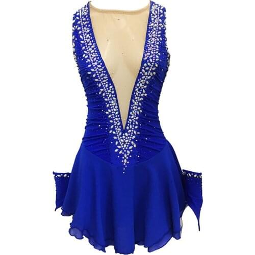 Figure Skating Dress, Ice Skating Skirt,Sleeveless Black Spandex Competition Dresses