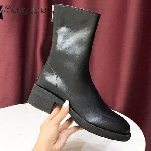 Pleated Leather Motorcycle Boots Woman Back Zipper High Top Shoes Stovepipe Platform Botas Skinny Footwear Winter Snow Booties