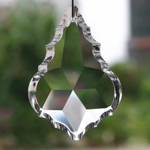 10pcs New Clear Glass Crystals Chandelier Prisms Parts Hanging Maple Leaf Pendants For Lighting 48mm DIY Decor Accessories