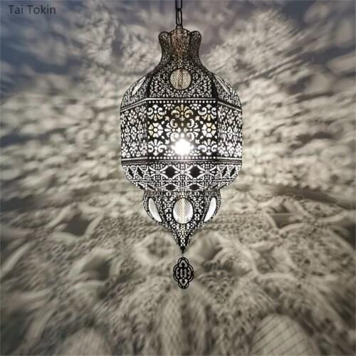 Southeast Asian hollow lantern pendant lights retro bedroom living room restaurant hotel guest house bar carved hanging lights