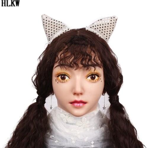 Realistic Silicone Full Head Mask Face Female Masquerade Halloween Cosplay Drag Queen Crossdresser Cover Facial Mask Sexy Women