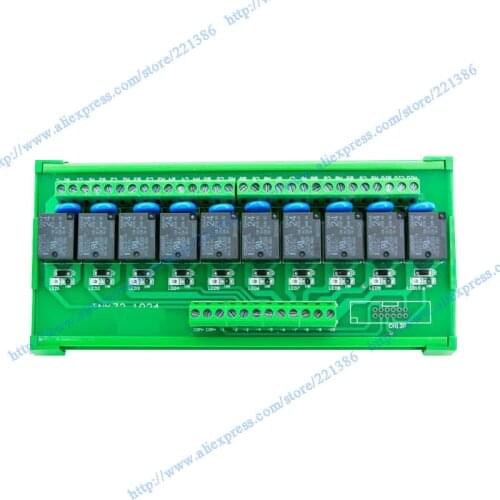 10 channel 5V 10A Omron relay module driver board output amplifier PLC board Relay Module 5VDC DIN Rail Panel Mount PNP
