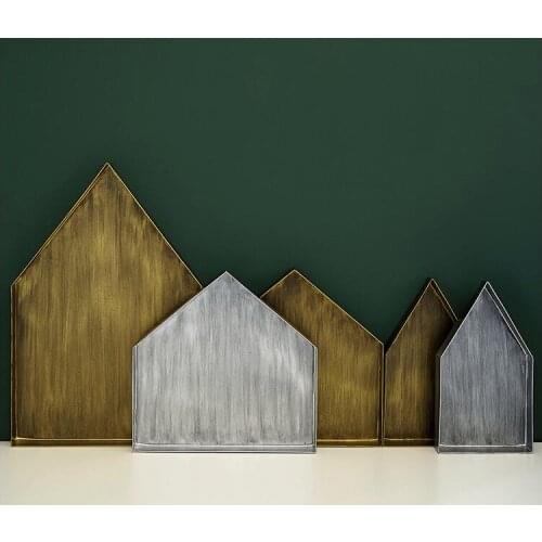 Retro silver/gold Pentagonal metal sevring tray storage trays decorative tray cutlery tray TYTP027