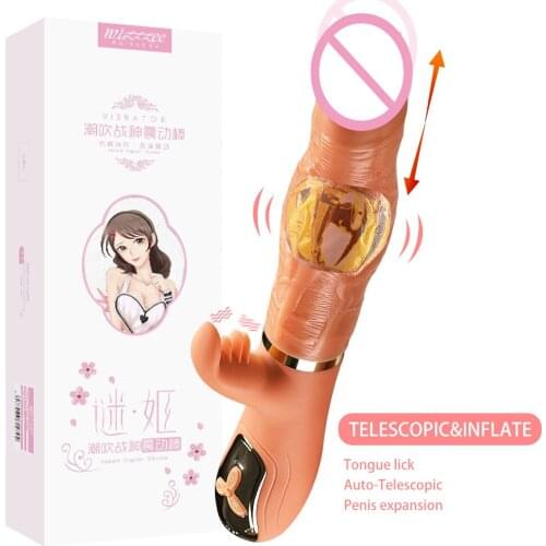 Handheld Heating Dildo Vibrator Licking Clitoris Stimulate Female Orgasm Telescopic Swing G Spot Vibrator Masturbator Sex Toys