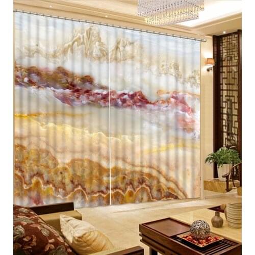 Modern marble Living Room Hotel Door Window Shading Curtain Finished Drapes Window Blackout Curtains