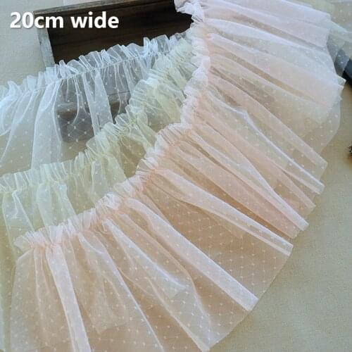 Trend DIY Widen Mesh Yarn Embroidered Dot Tulle Lace Fabric For Womens Childrens Clothes Fluffy Skirt Bottoms Trim Accessories