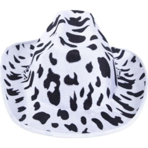 Cow Pattern Unisex Outdoor Wide Brim Fashion Felt Hat Shading Adult Party Spring Autumn Jazz Hat Cowboy Cap