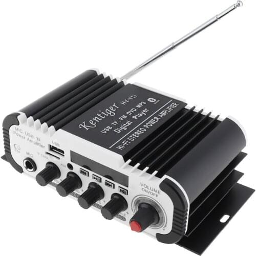 V11 2CH HI-FI Bluetooth-compatible Car Audio Power Amplifier FM Radio Player Support SD USB DVD MP3 for Car Motorcycle Home
