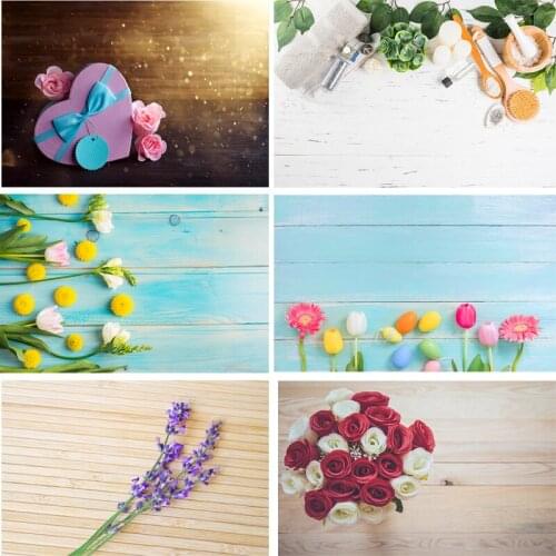 SHENGYONGBAO Vinyl Custom Photography Backdrops Prop scenery+ Flower and Wooden Planks Photography Background 200207FK-007