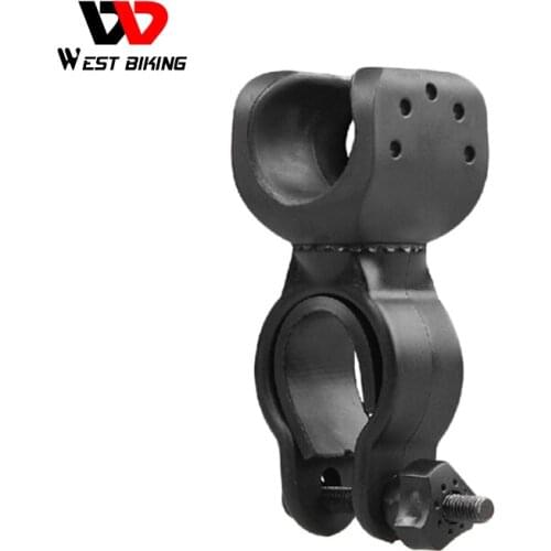 WEST BIKING 360-degree Bicycle LED Light Holder Clamp Torch Clip Rotating Bike Collet Rubber Bicycle Bracket Light Holder