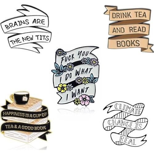 I DO WHAT I WANT Creative Ribbon Flower Brooch Denim Jacket Enamel Badge Label Pins Jewelry Gift for Friends Clothes Decoration