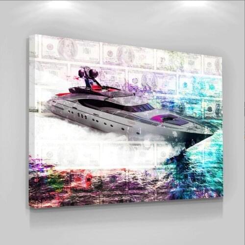 Yacht Dollars Poster Wall Art On Canvas Painting Success Motivational Quotes Posters Prints Pictures Living Room Bedroom Decor