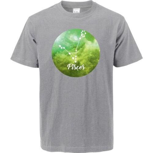 Constellation Print T-shirts Pisces T Shirts Couple Tshirt Men 100% Cotton Streetwear Fashion Unisex Tee Shirt Homme Tops Tees