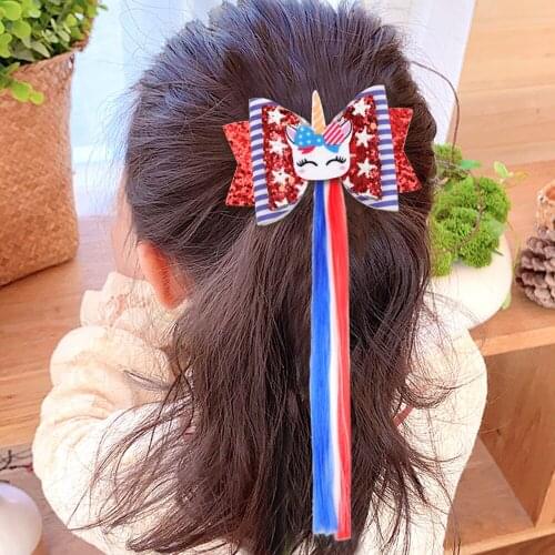 1PCS Children Cartoon Blue Red Wig Hairpins Cute Cartoon Animals Hair Clips Girls Side Clip Bangs For Kids Hair Accessories