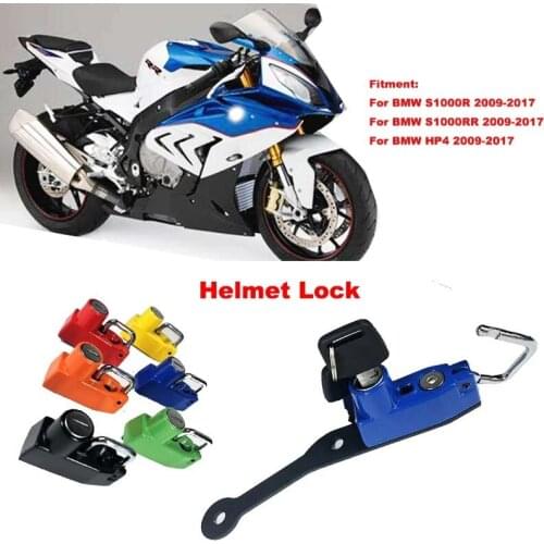 Motorcycle Helmet Lock with 2 Keys for BMW S1000R S1000RR HP4 2009-2017 Aluminum alloy 6 color Helmet Lock Hanger 2015 2016 2017