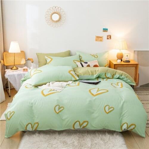 Green Bedding Set,220x240 Duvet Cover Set With Pillowcase,175x220 Quilt Cover,Heart-Shaped Pattern King Size Blanket Cover