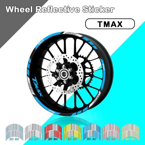 12 Strips Stickers Motorcycle Decals Reflective Waterproof Wheel Decals For YAMAHA TMAX T-MAX 530 500 TMAX560 TMAX530 SX DX