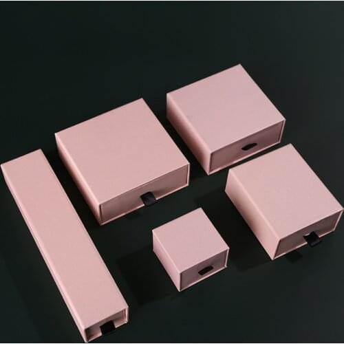 12pcs Square Jewelry Display Gifts Box Holder Kraft Paper Engagement Ring Brooch Necklace Bracelet Box Pink