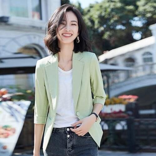 2021 Summer Fashion Thin Blazer Feminino Black White Blazers For Women Formal Plus Size 3xl Notched Single Button Suit Coat