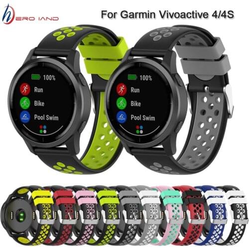 22mm 18mm Sport Silicone Wrist Strap For Garmin Vivoactive 4 Smart Watch Band For Vivoactive 4S Replacement Bracelet Accessories