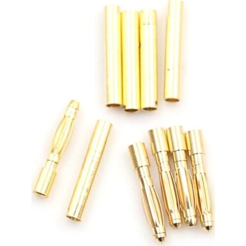 5 Pair/lot Motor ESC Battery Bullet Brushless Banana Connector Plug Plated 2.0mm 2mm Gold
