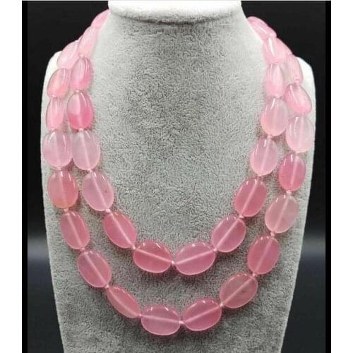 AAA 13x18mm Pink Oval Beads Long Necklace 35 inch 50"