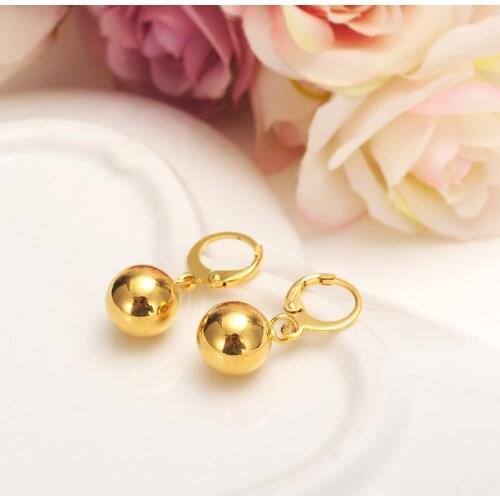 Bangrui 8mm Light Gold Color Bead Earrings for Womens/Girls African/Arab Round Ball Earrings Ethiopian Jewelry,Nigeria Gift
