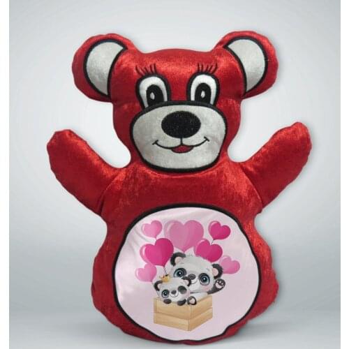 BK Gift Cute Pandas Design Red Teddy Bear Yastık-3