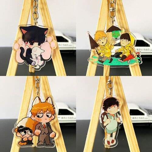 Mob Psycho 100 Keychain Anime Mobu Saiko Hyaku Acrylic Key Chain Funny Cartoon Figures Pendant Key Ring Holder Jewelry Chaveiro