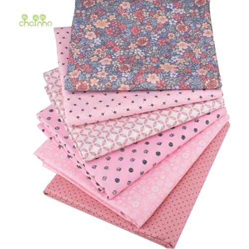 Chainho,2019 Pink Floral Series,Printed Twill Cotton Fabric,Patchwork Cloth,DIY Sewing&Quilting Material For Baby&Childr,Meter