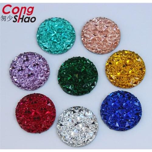 Cong Shao 100pcs 18mm Round Shape Resin Rhinestone trim stones crystal Flat Back Beads For costume Button Accessories DIY CS599