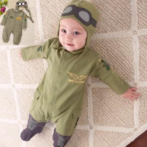Kid Clothing Toddler Clothes Aviator Baby Boy Onesie Hat Newborn Costume Baby Boys Romper Long Overalls Jumpsuit Clothes Onesie