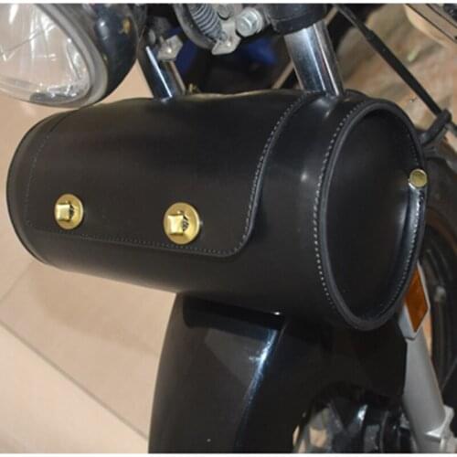 G121 Bicycle front fork bag electric motorcycle PU retro cylinder storage bag vertical rod front tail bag