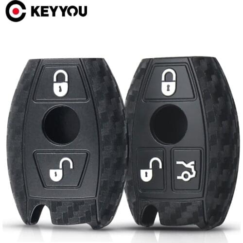 KEYYOU 2/3 Buttons Carbon Silicone Car Key Case Auto Key Protector Cover For Mercedes Benz A180 A200 A260 w214 w211 A Classe