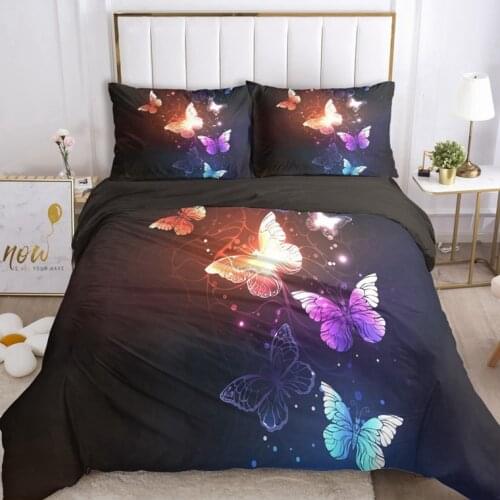 Luxury 3D Bedding Sets Duvet Cover Set Blanket Quilt Cover and Pillowcase 2-3pcs/set Butterfly Bed Set for Wedding