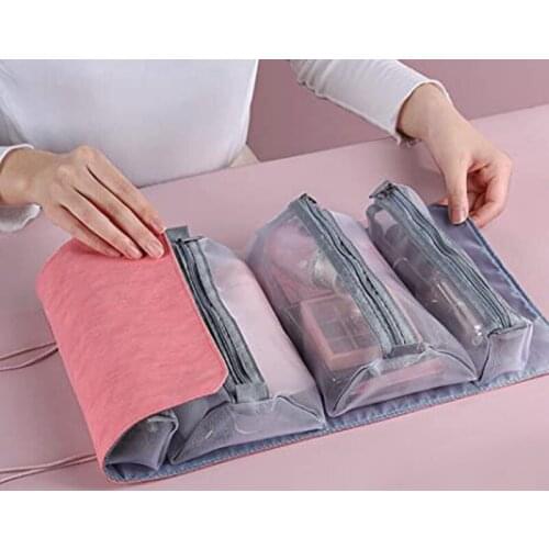 1PCS Women Men Makeup Cosmetic Bag Simple Travel Organizer Fashion Necessary Small Large Black Toiletry Bags Pouch