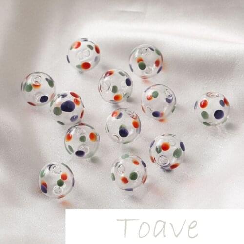 Fun colorful dots glass beads straight hole diy earrings hand-made material accessories 2PCS