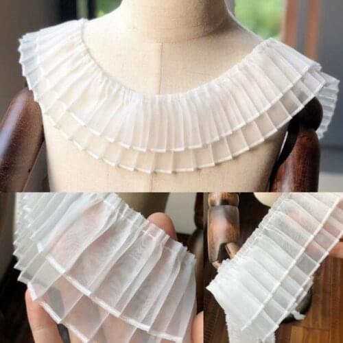 10Yard DIY 6CM Organza Ruffle Lace Pleated Lace Trim Double Layer Wedding Dress Cuff Collar Neckline Sewing Clothing Accessories