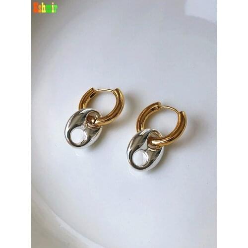 Kshmir Earring metal contrast color round earrings high fashion retro earrings refined temperament earrings jewelry gifts 2021