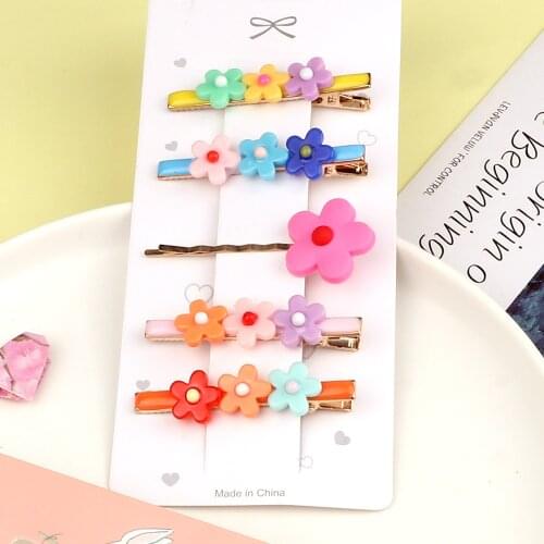 Trendy Girl Hair Clip Accessories 4-6Pcs/Set Sweet Princess Flower Hairpins Metal Alligator Clips Kids Barrettes Headdress Gifts