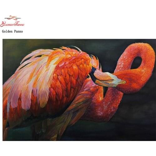 Golden Panno,DIY DMC 11CT 14CT completely Cross stitch Animal Flamingo kits embroidery needlework sets wall decoration 08